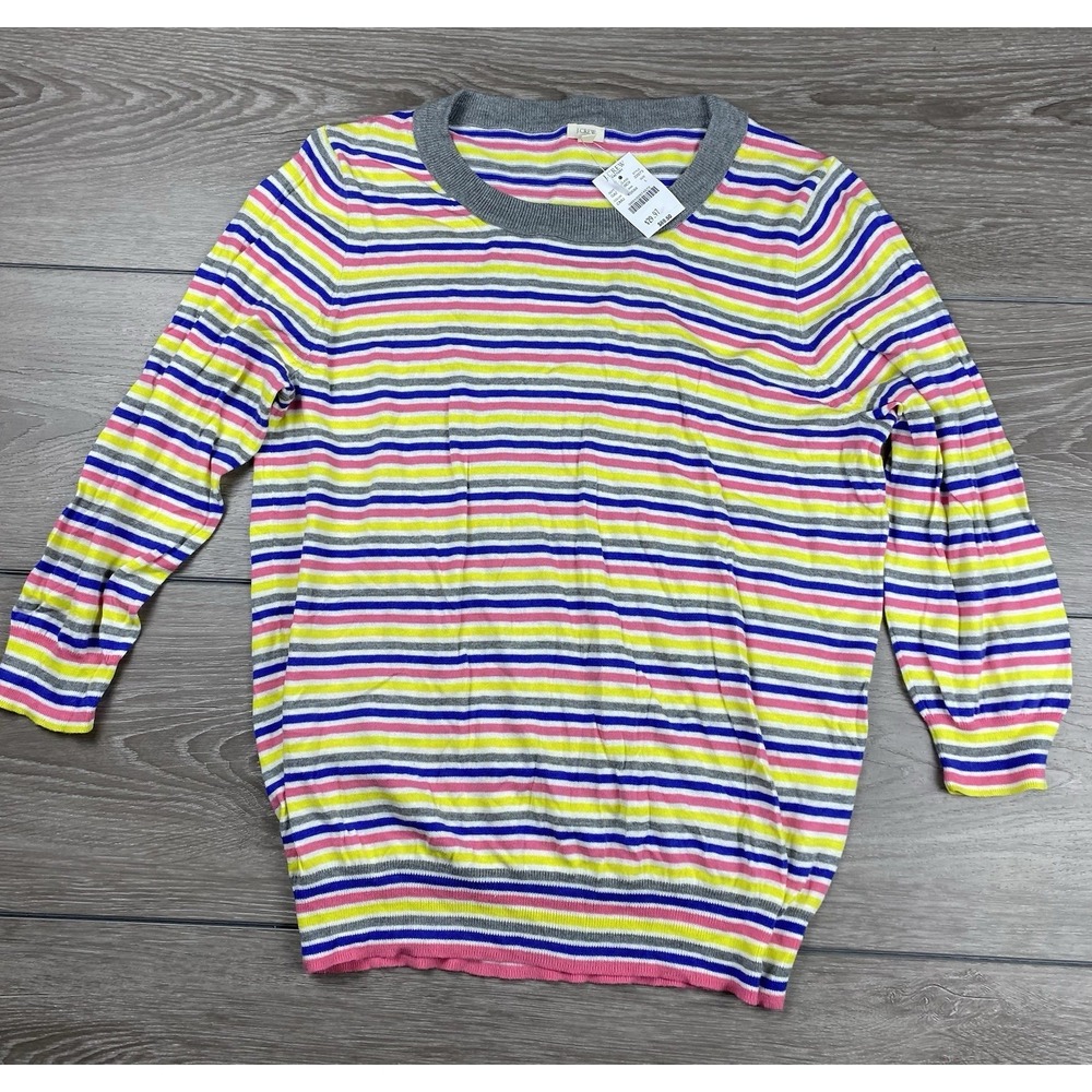 J Crew Women's Long Sleeve Striped Sweater Top Multicolor Size Large New - Picture 2 of 8